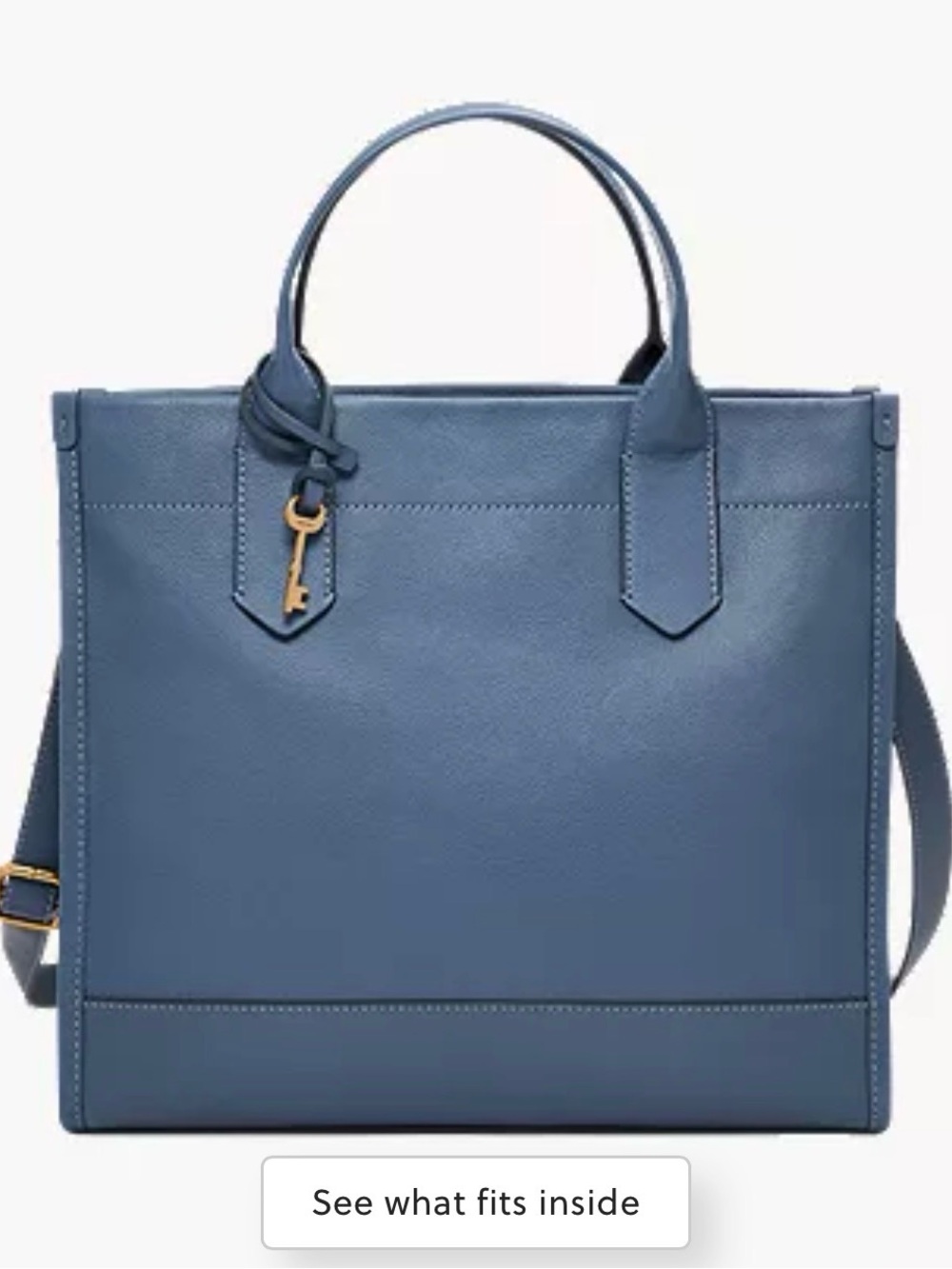 Fossil Blue Leather Tote Bag - Picture 4 of 5